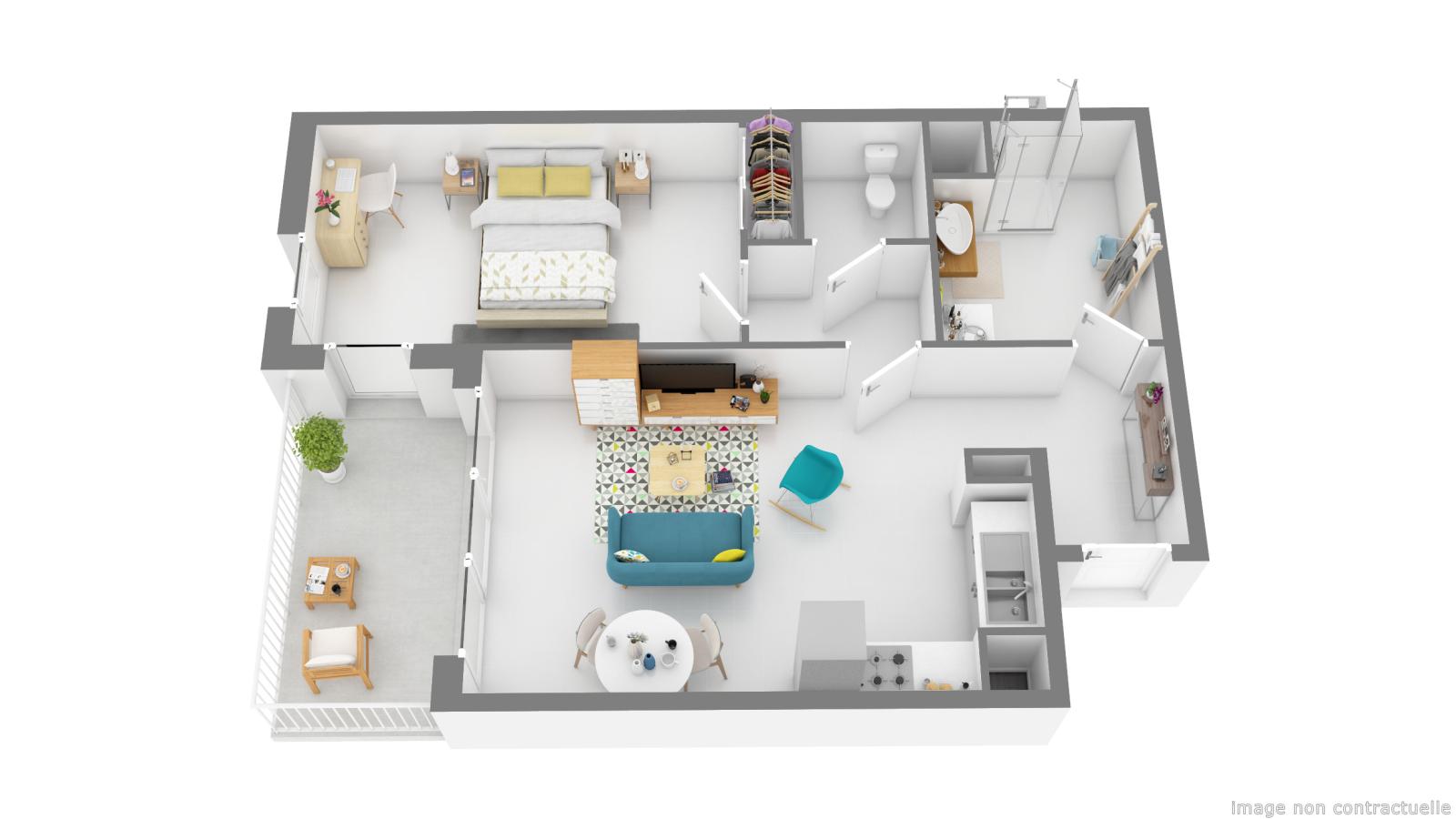 2 pièces - 2ème étage - 50m² - 915,31 € - Photo #2