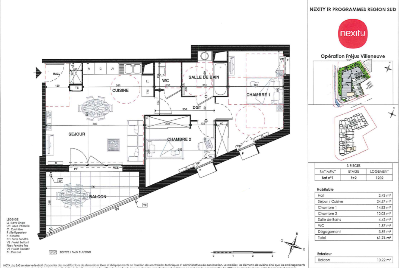 
																																							3 pièces - 
																																						1er étage - 62m² - 869,27 € - Photo #2