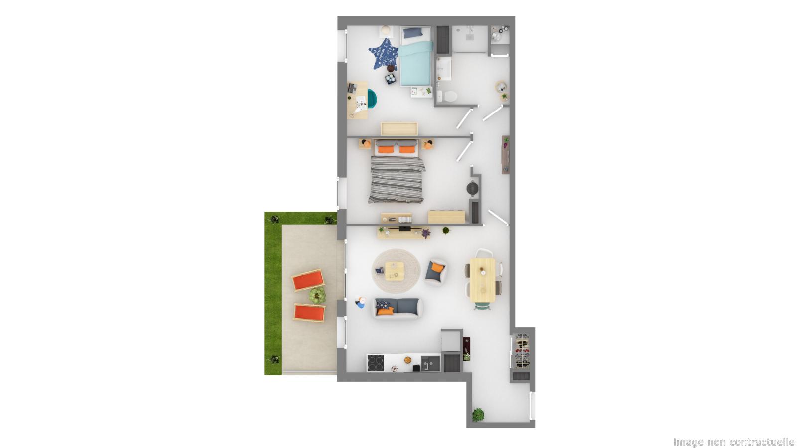 
																																							3 pièces - 
																																						RDC - 61m² - 734,68 € - Photo #2