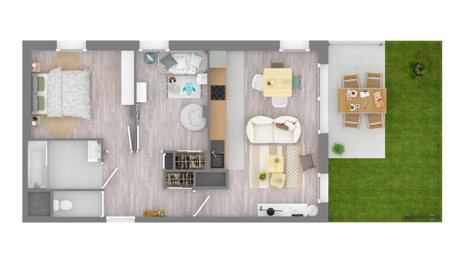 3 pièces - 1er étage - 57m² - 823,52 € - Photo #3