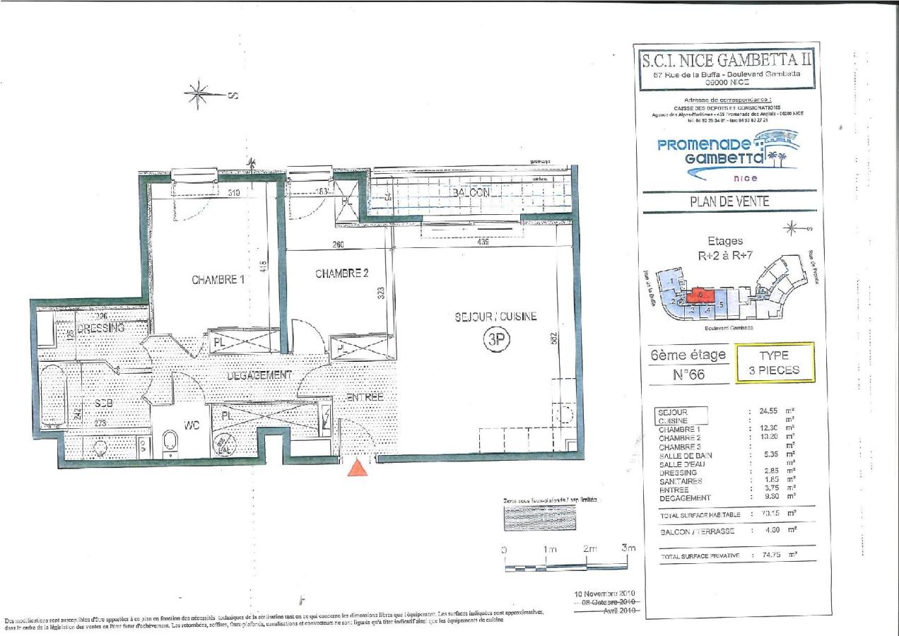 
																			3 pièces – 
																		6ème étage – 70m² - 1 520,67 € - Photo #7