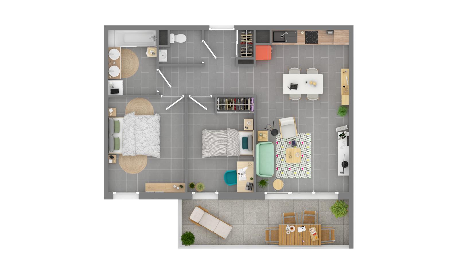 
																																							3 pièces - 
																																						2ème étage - 62m² - 788,70 € - Photo #3