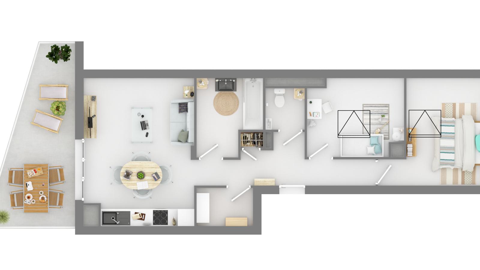 
																																							3 pièces - 
																																						2ème étage - 68m² - 916,72 € - Photo #6