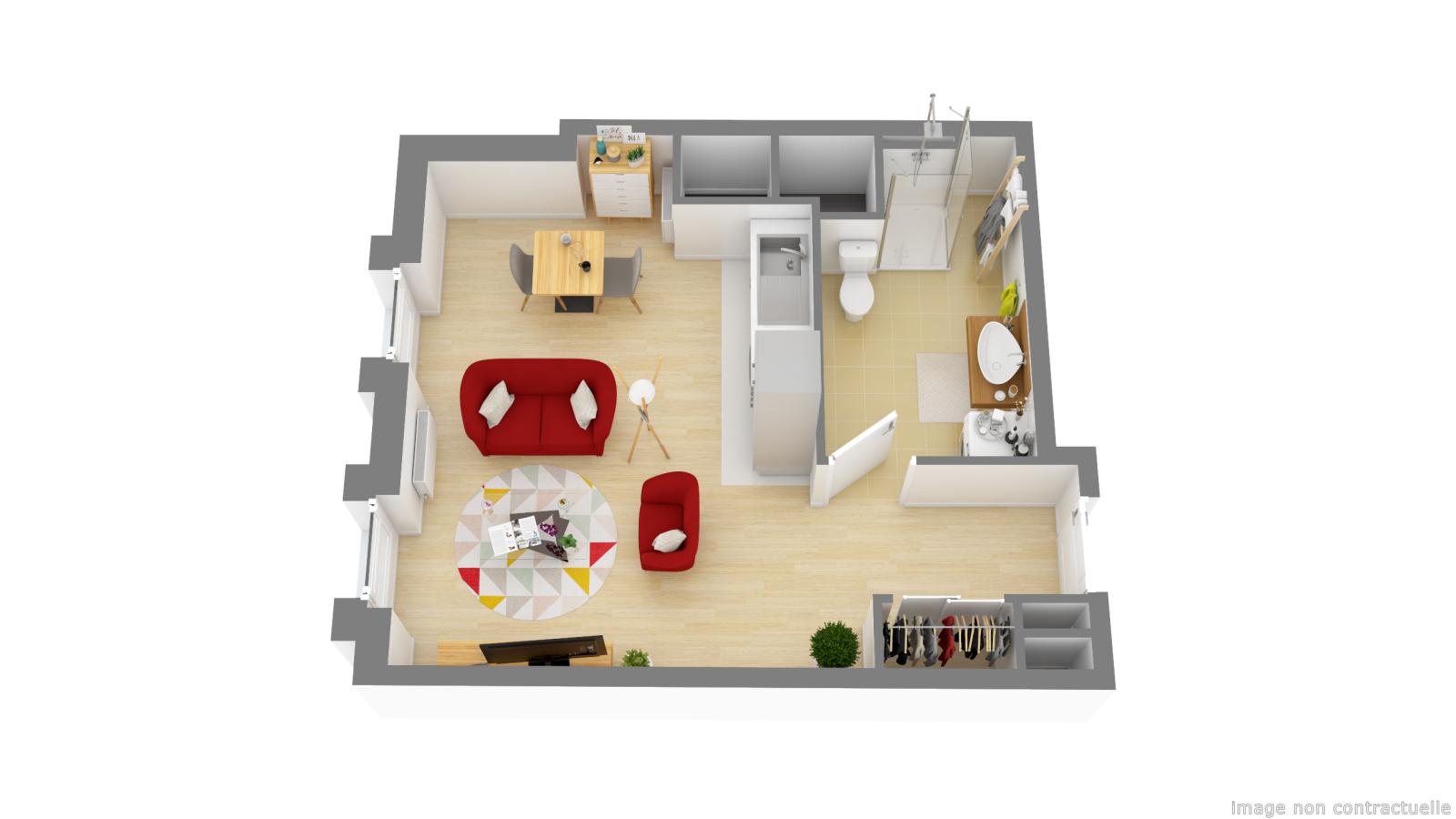 
																			1 pièce - 
																		4ème étage - 30m² - 797,48 € - Photo #1