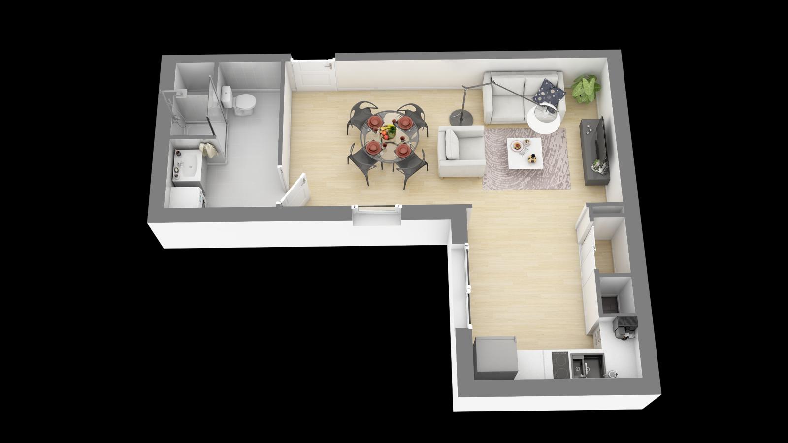
																																							1 pièce - 
																																						1er étage - 37m² - 689,83 € - Photo #5