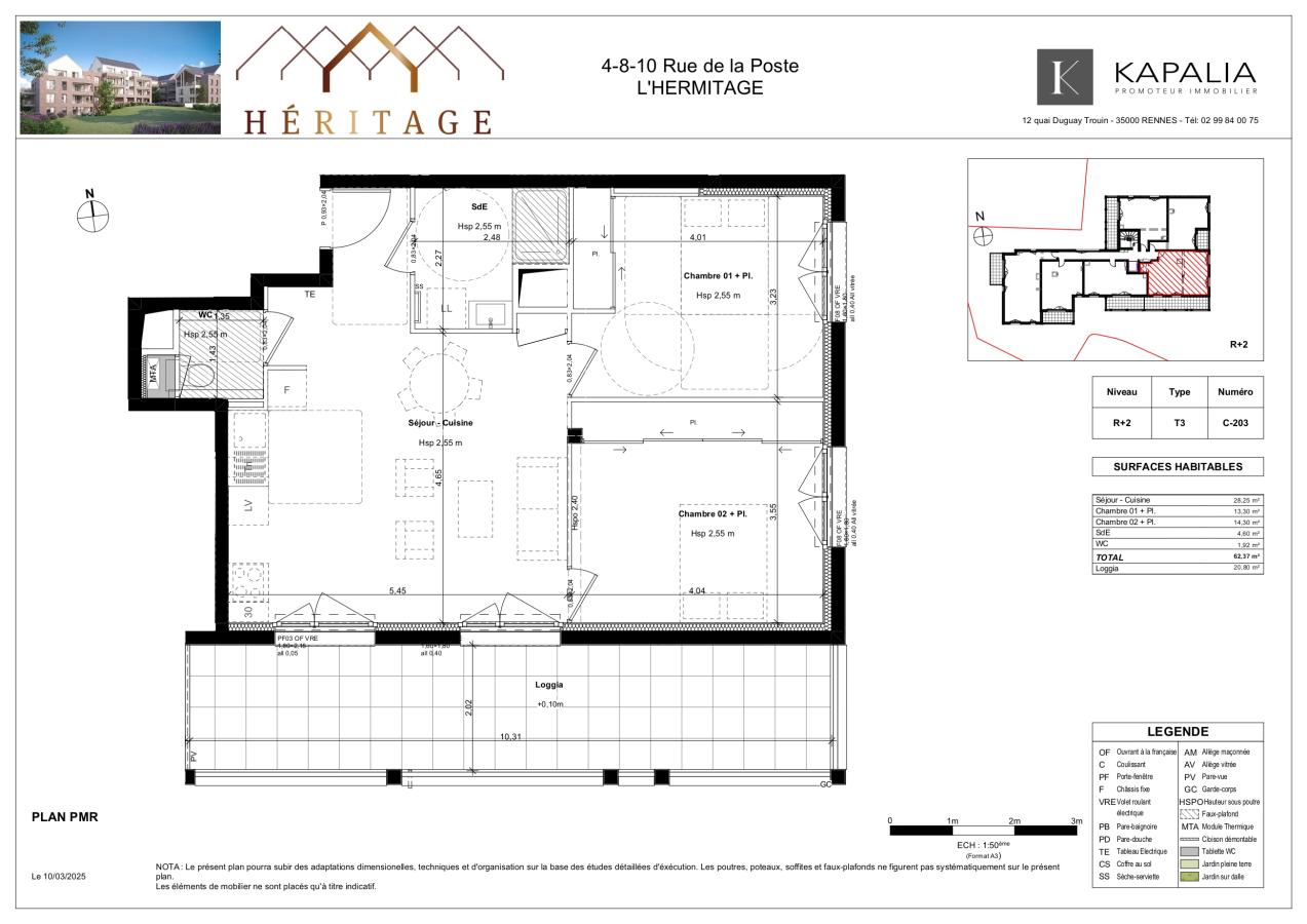 3 pièces - 1er étage - 62m² - 839,71 € - Photo #0