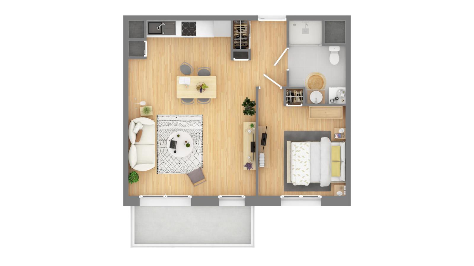 
																																							2 pièces - 
																																						1er étage - 47m² - 687,26 € - Photo #3