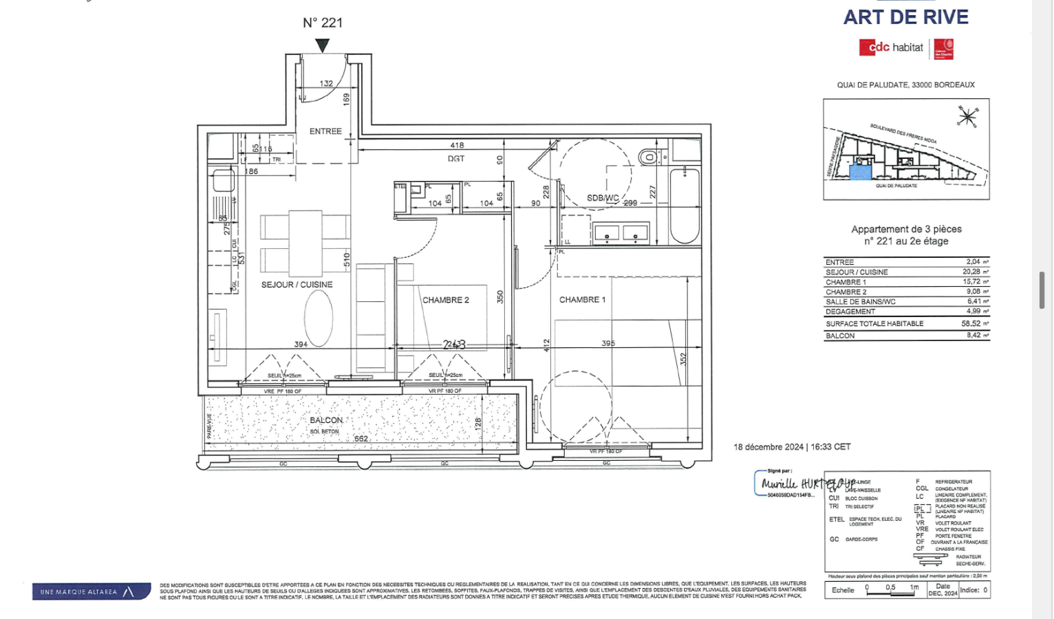 3 pièces - 2ème étage - 58m² - 860,69 € - Photo #1