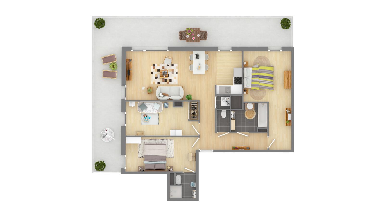 4 pièces - 2ème étage - 90m² - 1 050,01 € - Photo #2