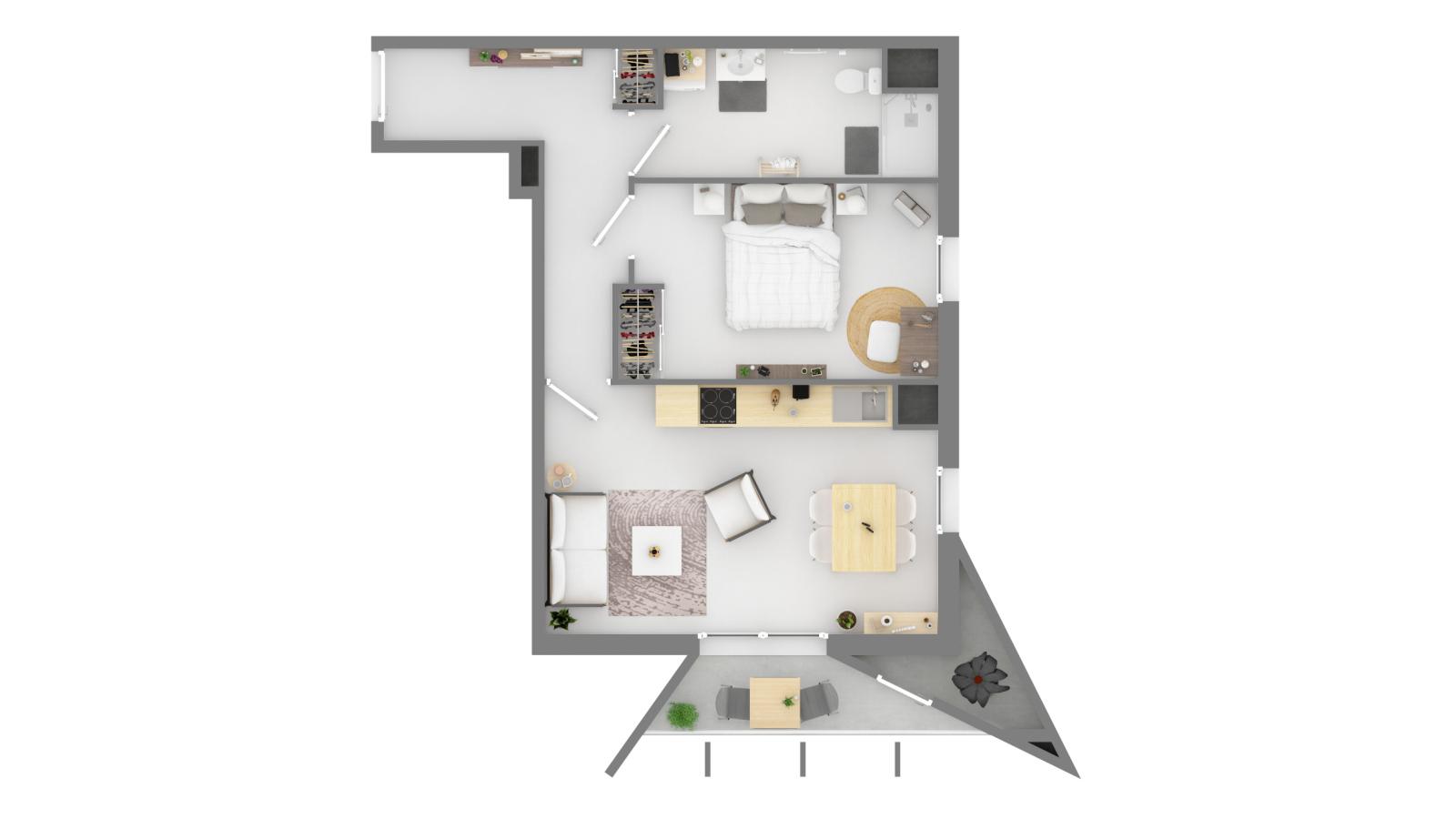 
																																							2 pièces - 
																																						6ème étage - 48m² - 971,59 € - Photo #2