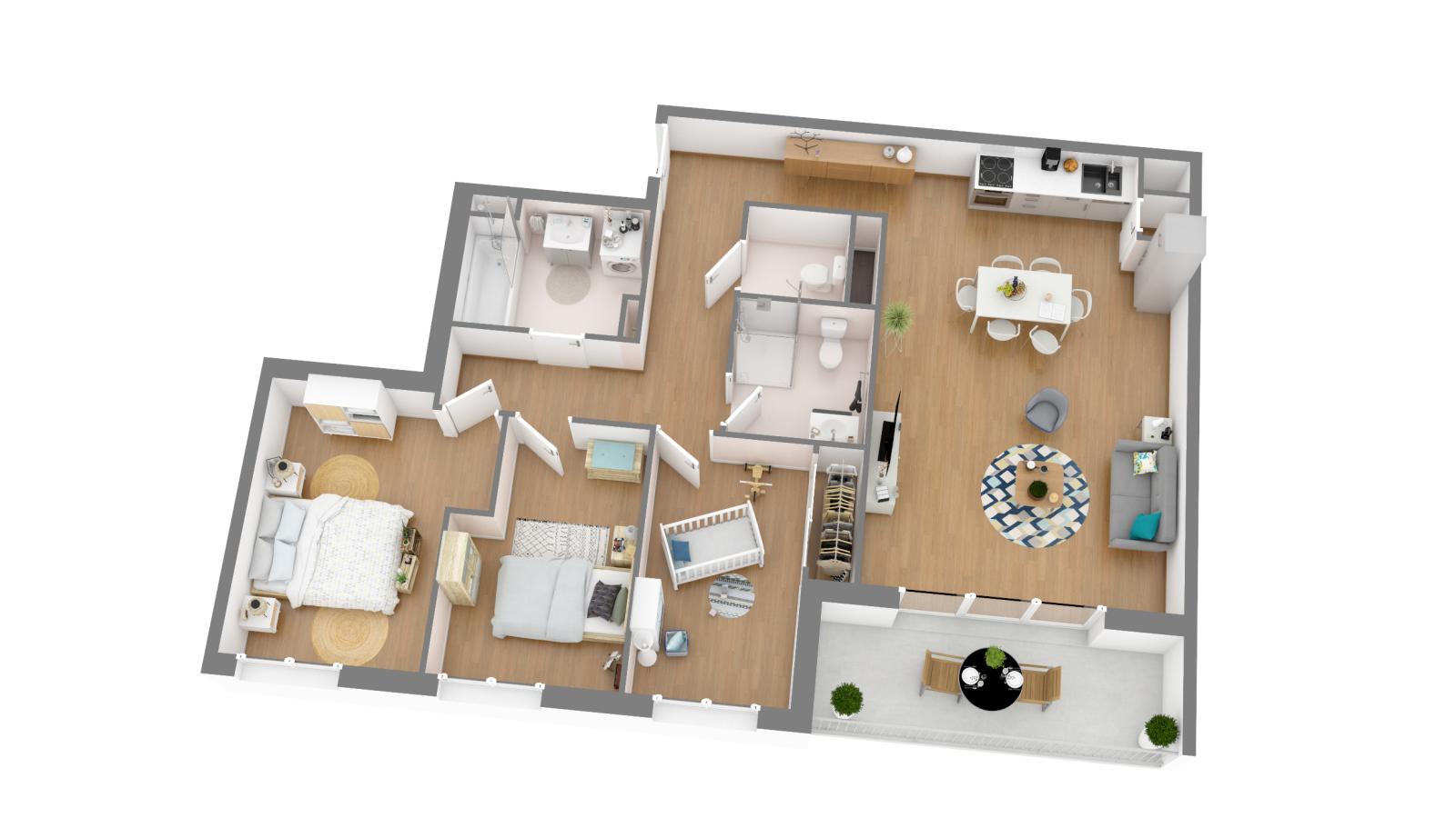 
																																							4 pièces - 
																																						3ème étage - 86m² - 1 032,06 € - Photo #5