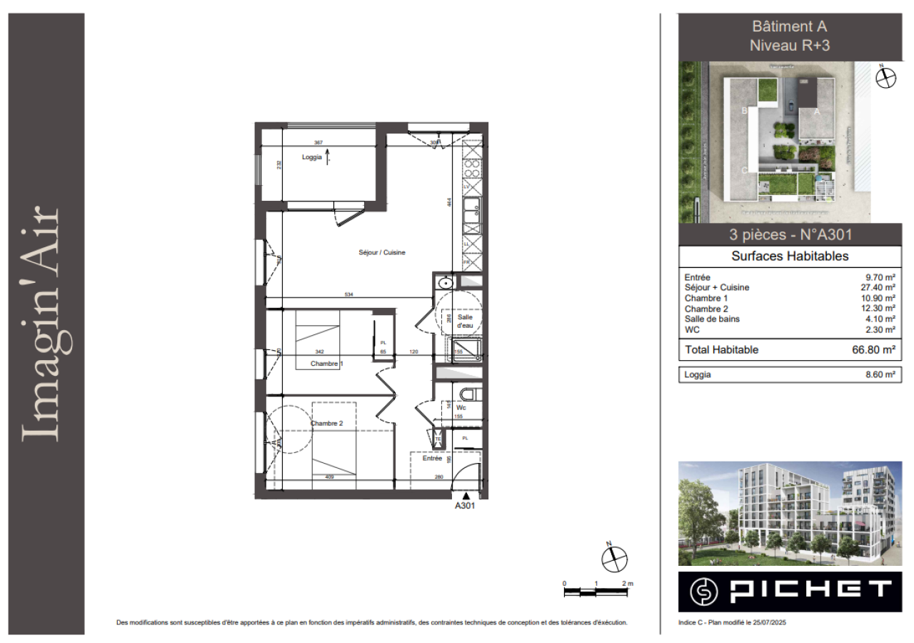 
																																							3 pièces - 
																																						3ème étage - 67m² - 1 047,55 € - Photo #1