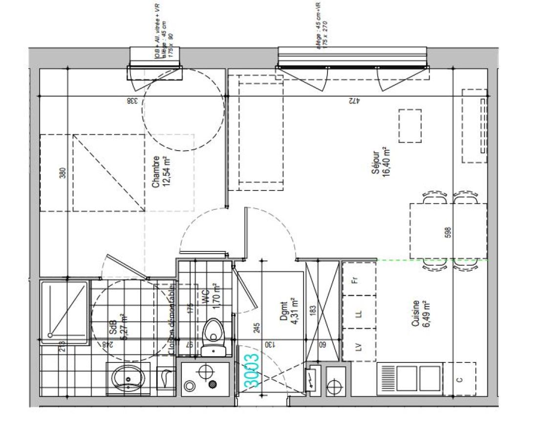 
																																							2 pièces - 
																																						RDC - 47m² - 599,12 € - Photo #1