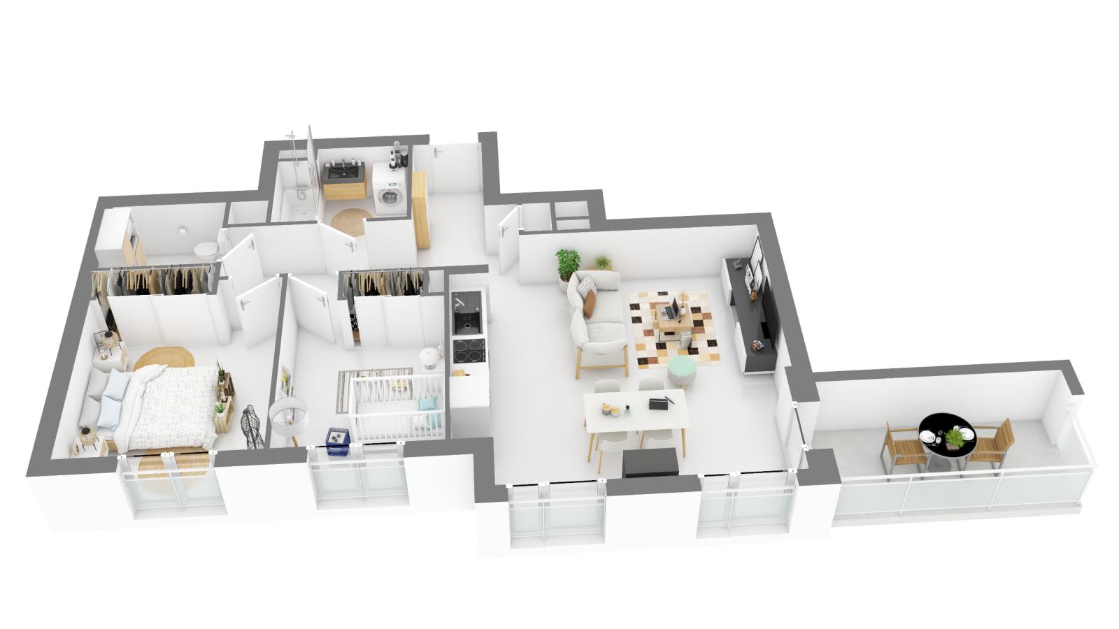 
																																							3 pièces - 
																																						2ème étage - 66m² - 1 026,13 € - Photo #3