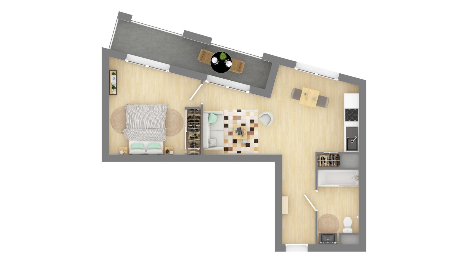 2 pièces - 2ème étage - 43m² - 706,95 € - Photo #3