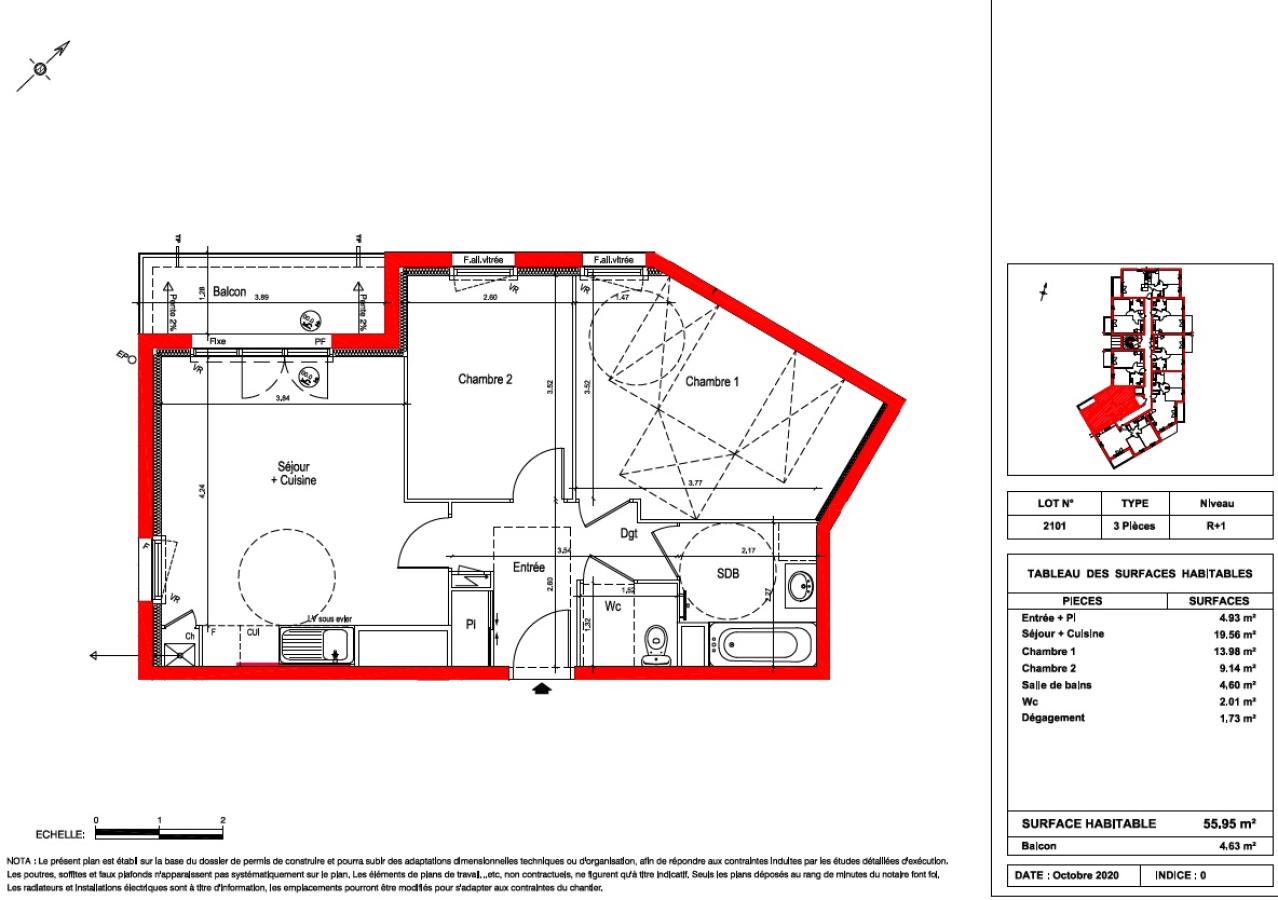 
																																							3 pièces - 
																																						1er étage - 56m² - 622,89 € - Photo #7