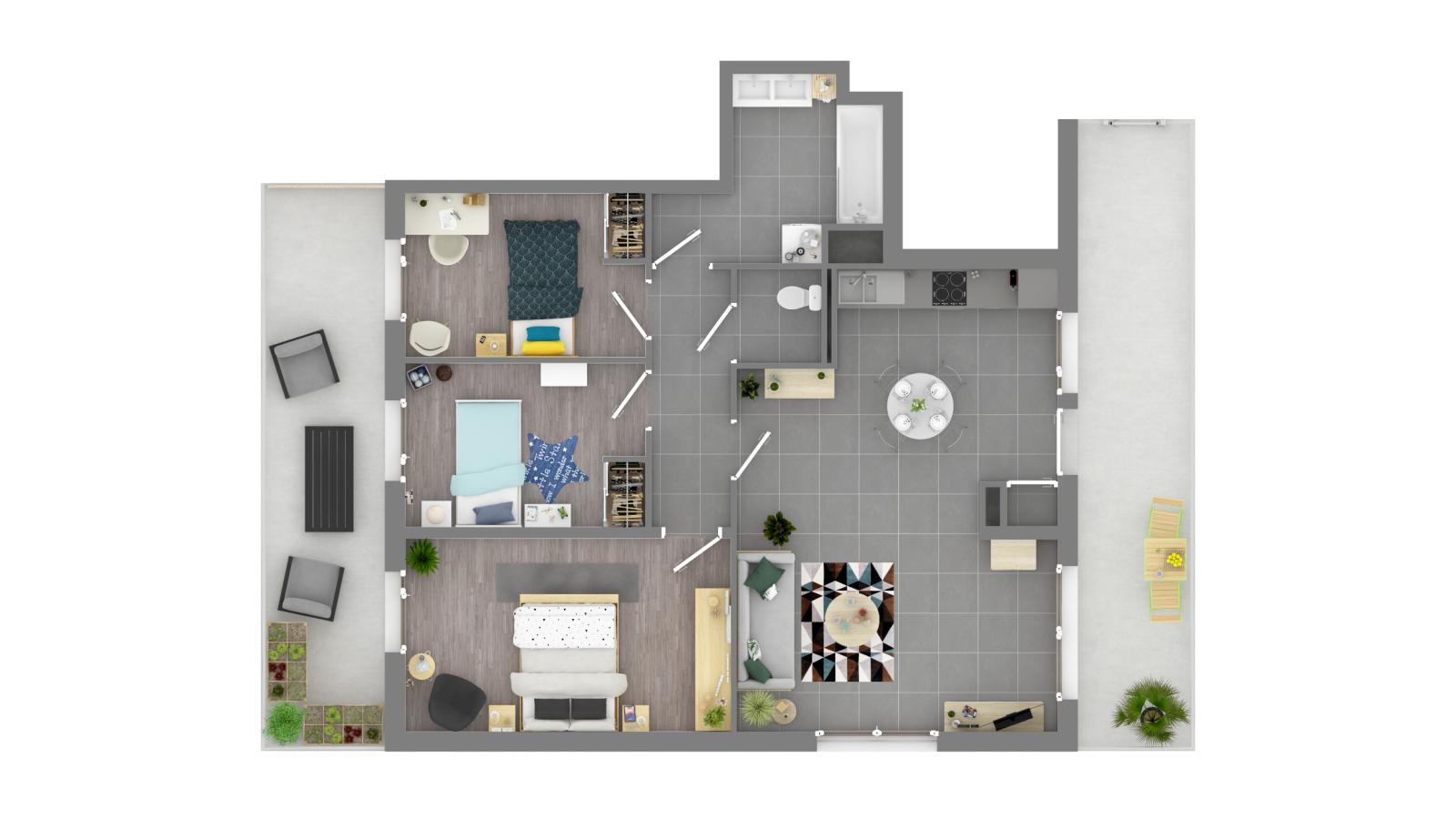 
																																							4 pièces - 
																																						1er étage - 78m² - 1 068,71 € - Photo #2
