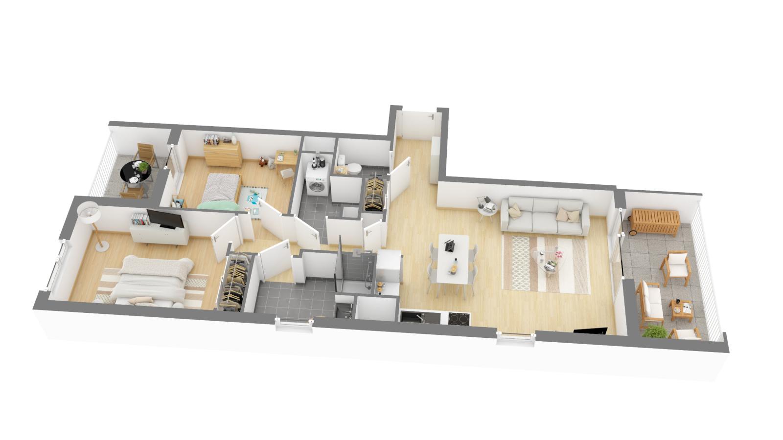 
																			3 pièces - 
																		1er étage - 69m² - 1 045,78 € - Photo #2