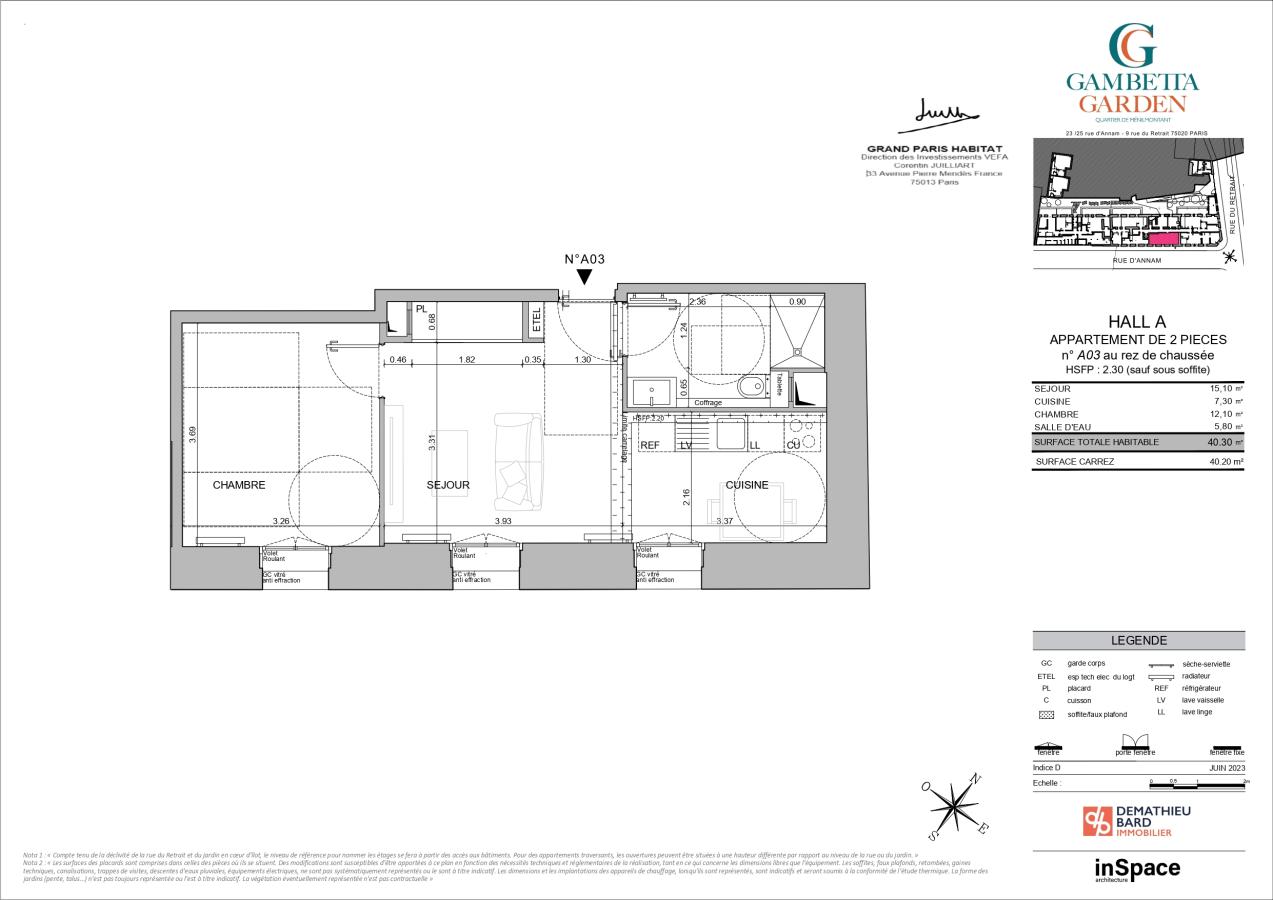 
																																							2 pièces - 
																																						RDC - 40m² - 1 331,17 € - Photo #2