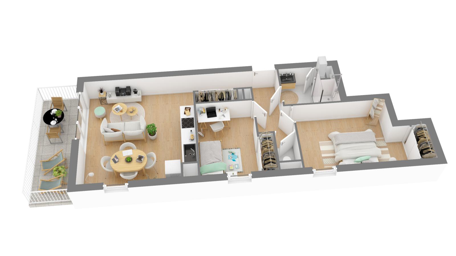 
																			3 pièces - 
																		1er étage - 62m² - 755,61 € - Photo #4