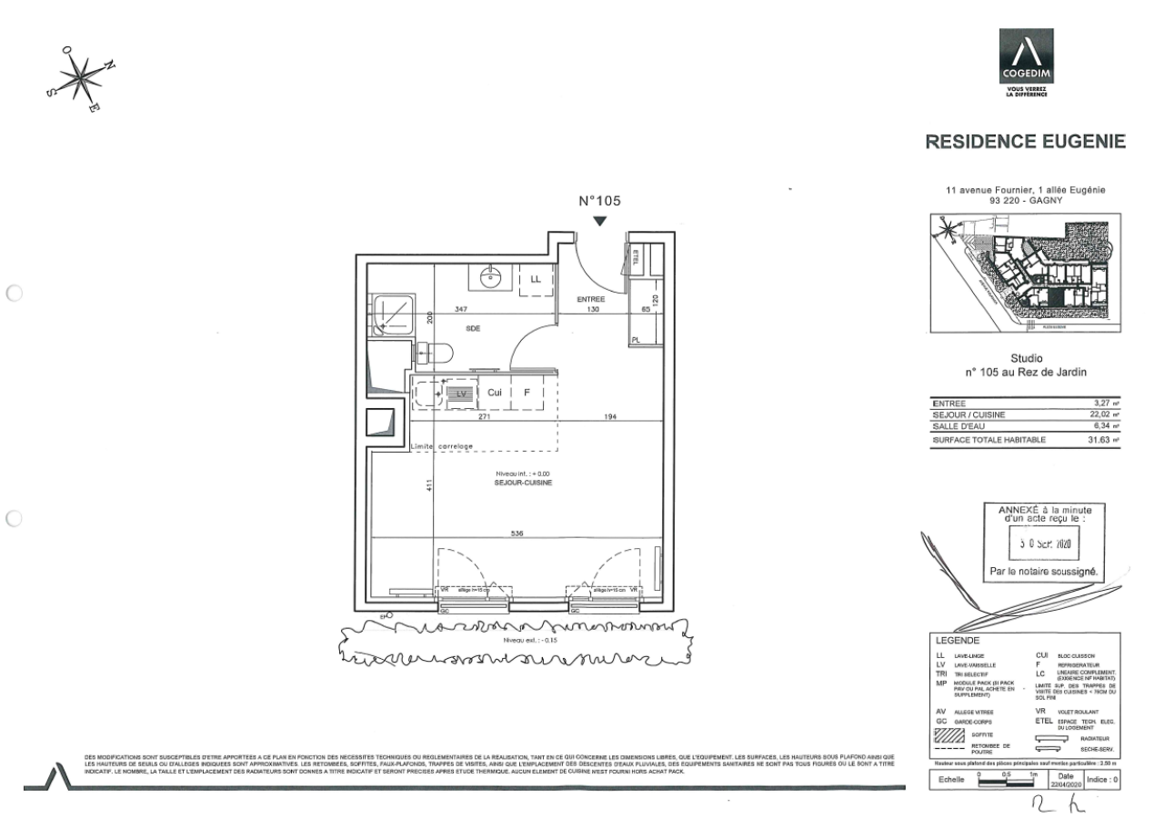 
																																							1 pièce - 
																																						RDC - 32m² - 800,40 € - Photo #2