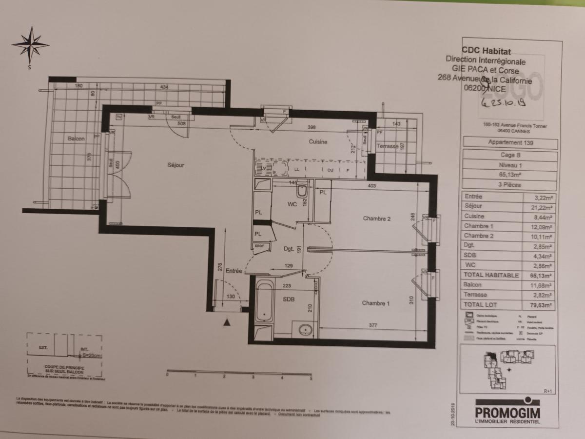 3 pièces - 1er étage - 65m² - 1 167,58 € - Photo #1