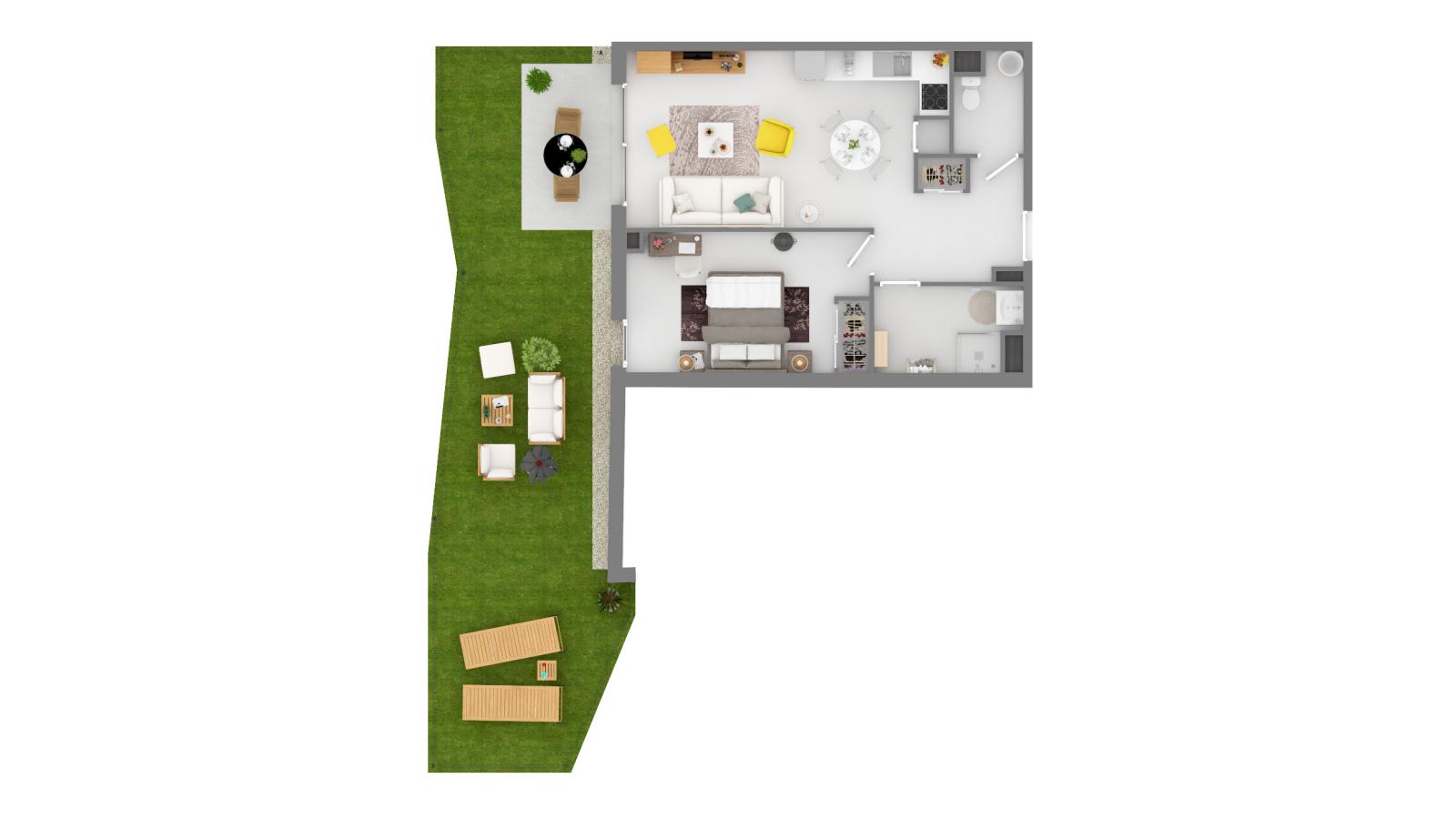 
																																							2 pièces - 
																																						RDC - 47m² - 936,45 € - Photo #3