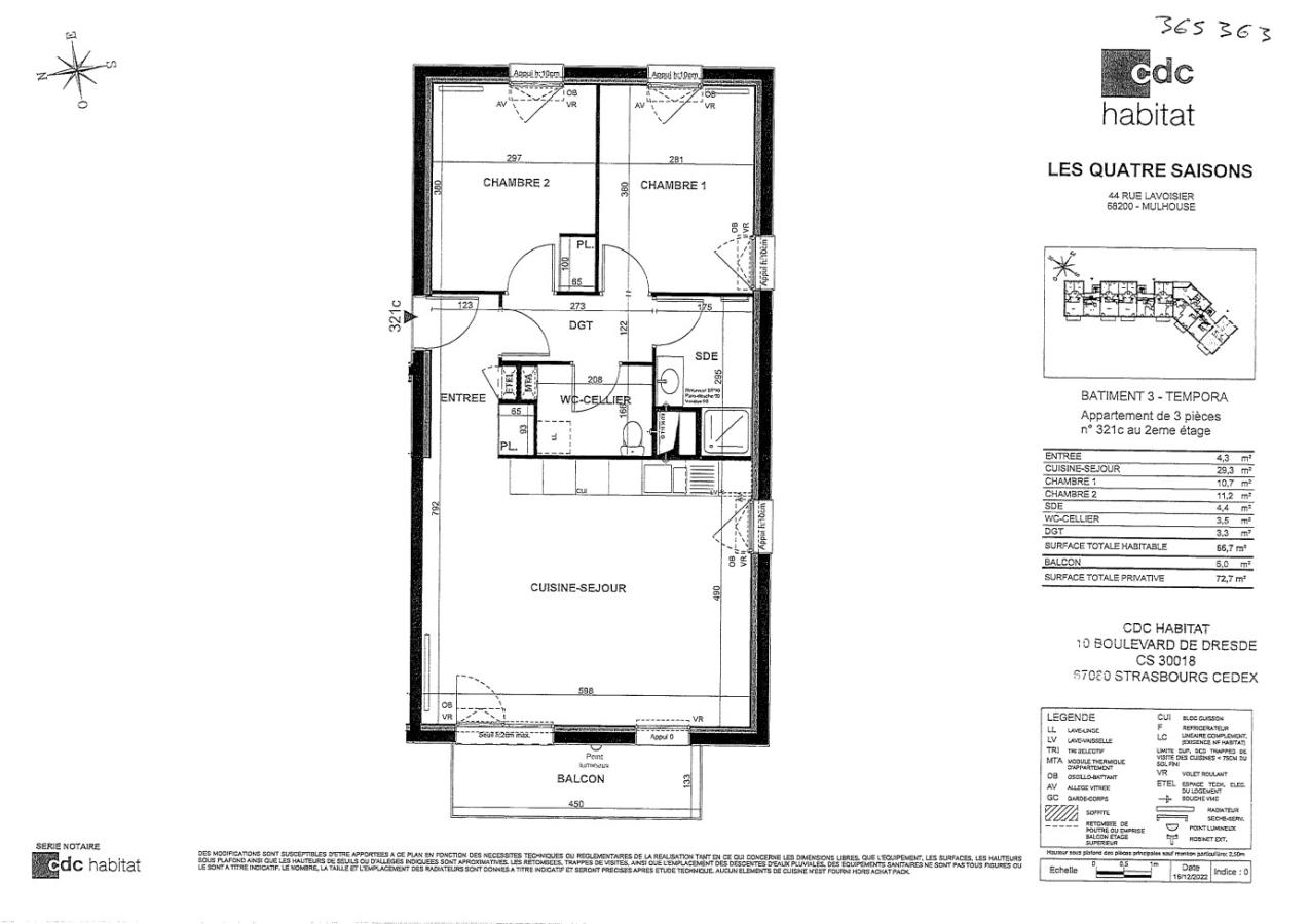 
																																							3 pièces - 
																																						2ème étage - 67m² - 801,87 € - Photo #1