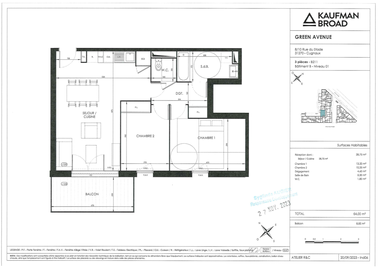 
																			3 pièces - 
																		1er étage - 64m² - 742,23 € - Photo #0
