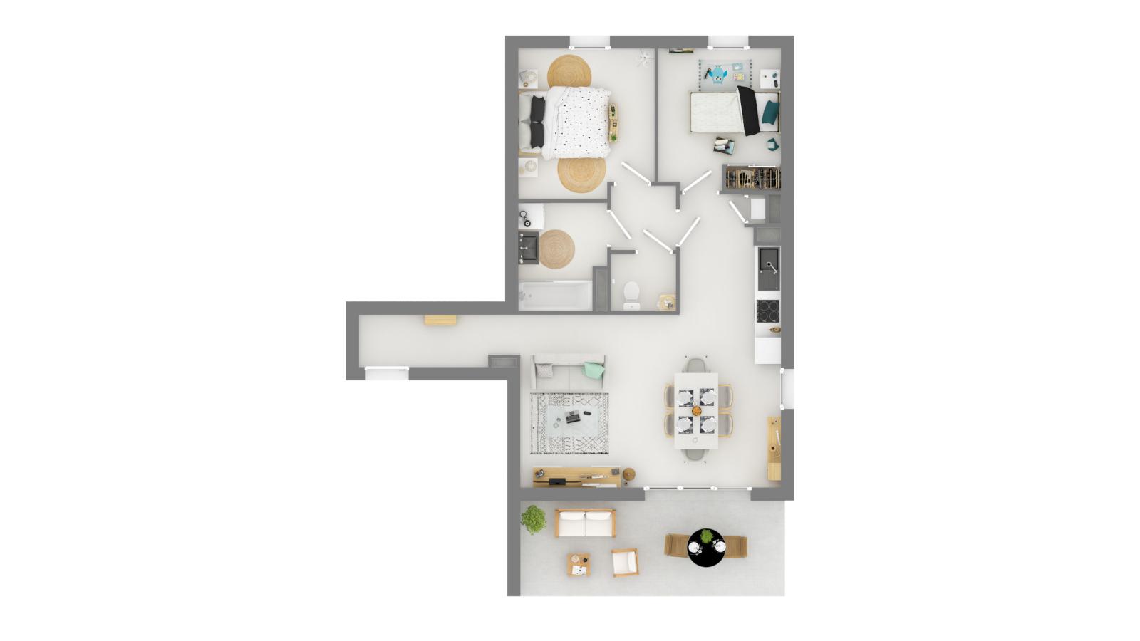 
																			3 pièces - 
																		RDC - 64m² - 1 079,57 € - Photo #0