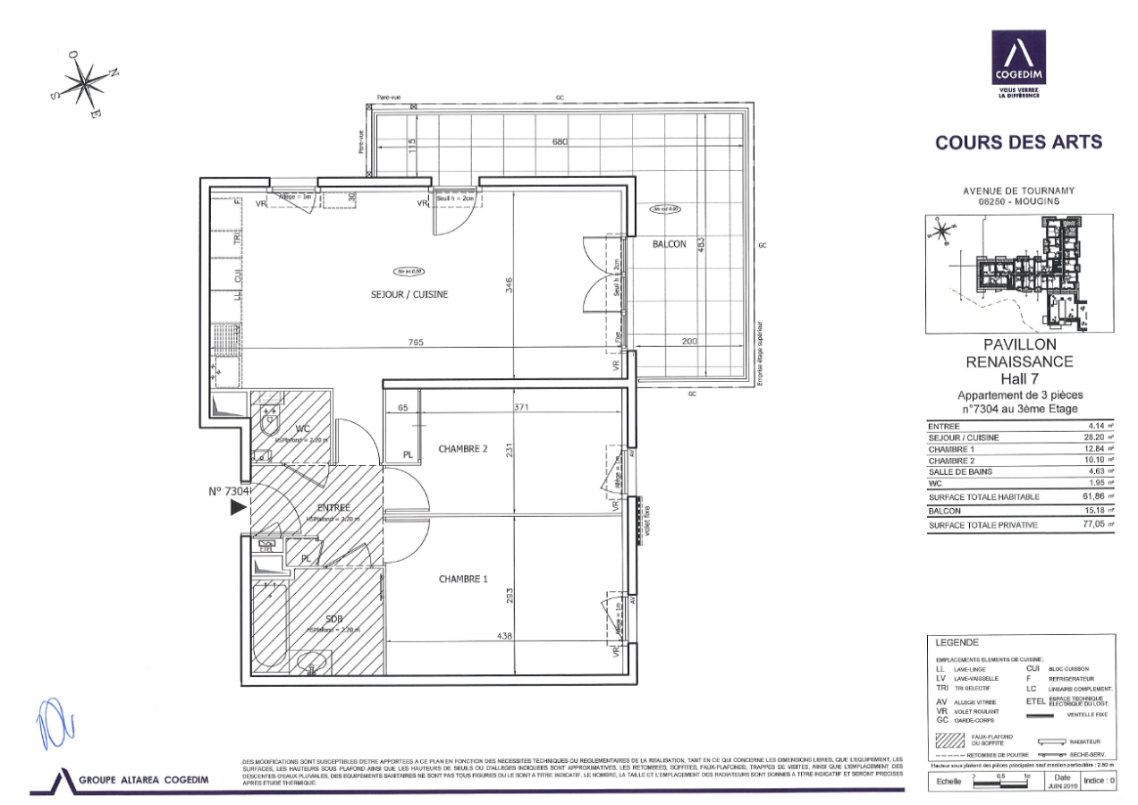 
																																							3 pièces - 
																																						3ème étage - 62m² - 1 278,39 € - Photo #1
