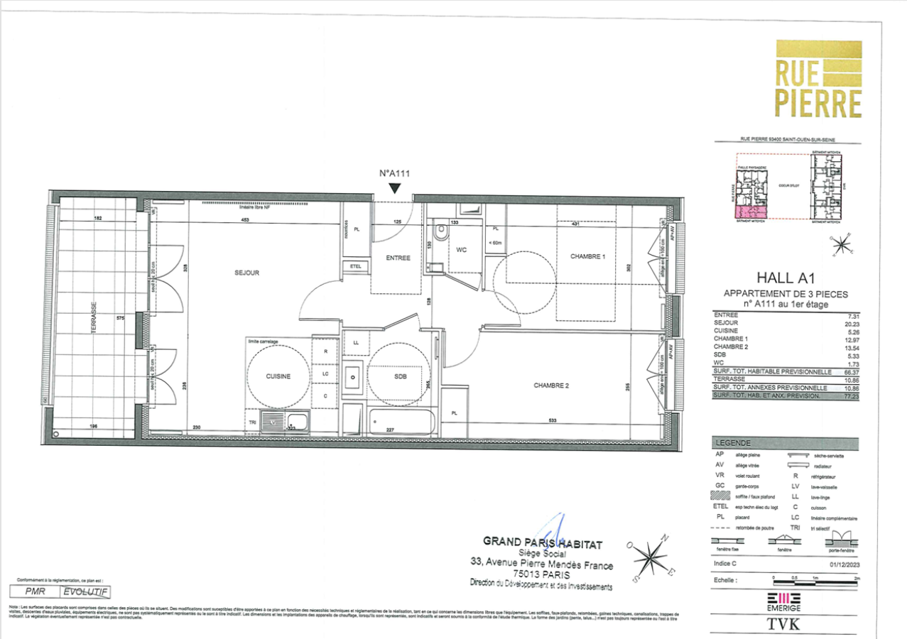 3 pièces - 1er étage - 66m² - 1 348,74 € - Photo #0