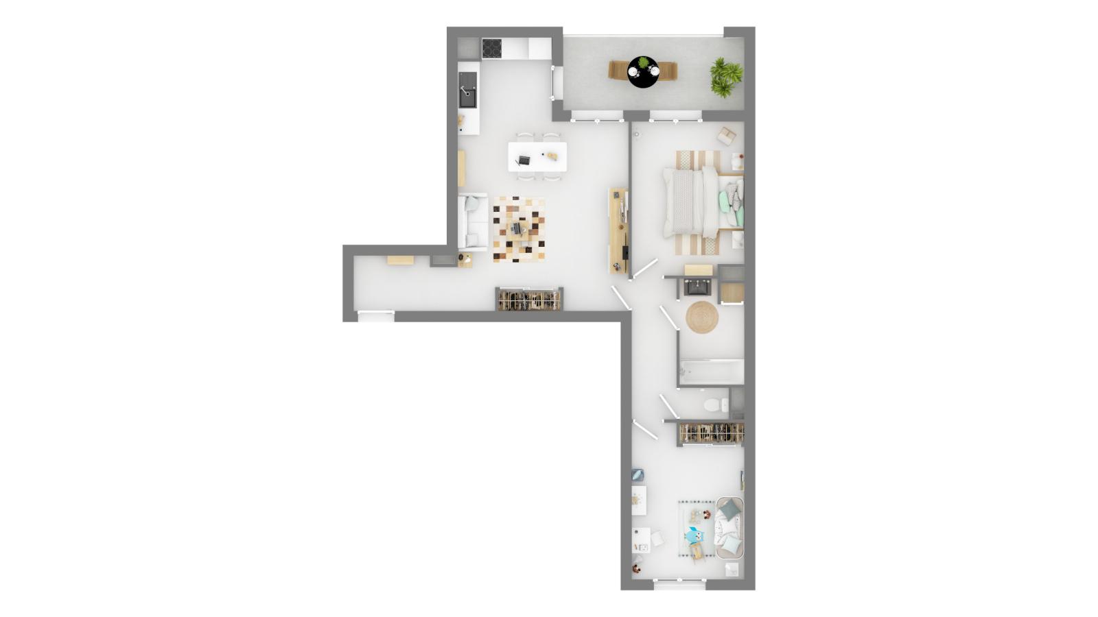 
																																							3 pièces - 
																																						1er étage - 69m² - 1 045,56 € - Photo #2