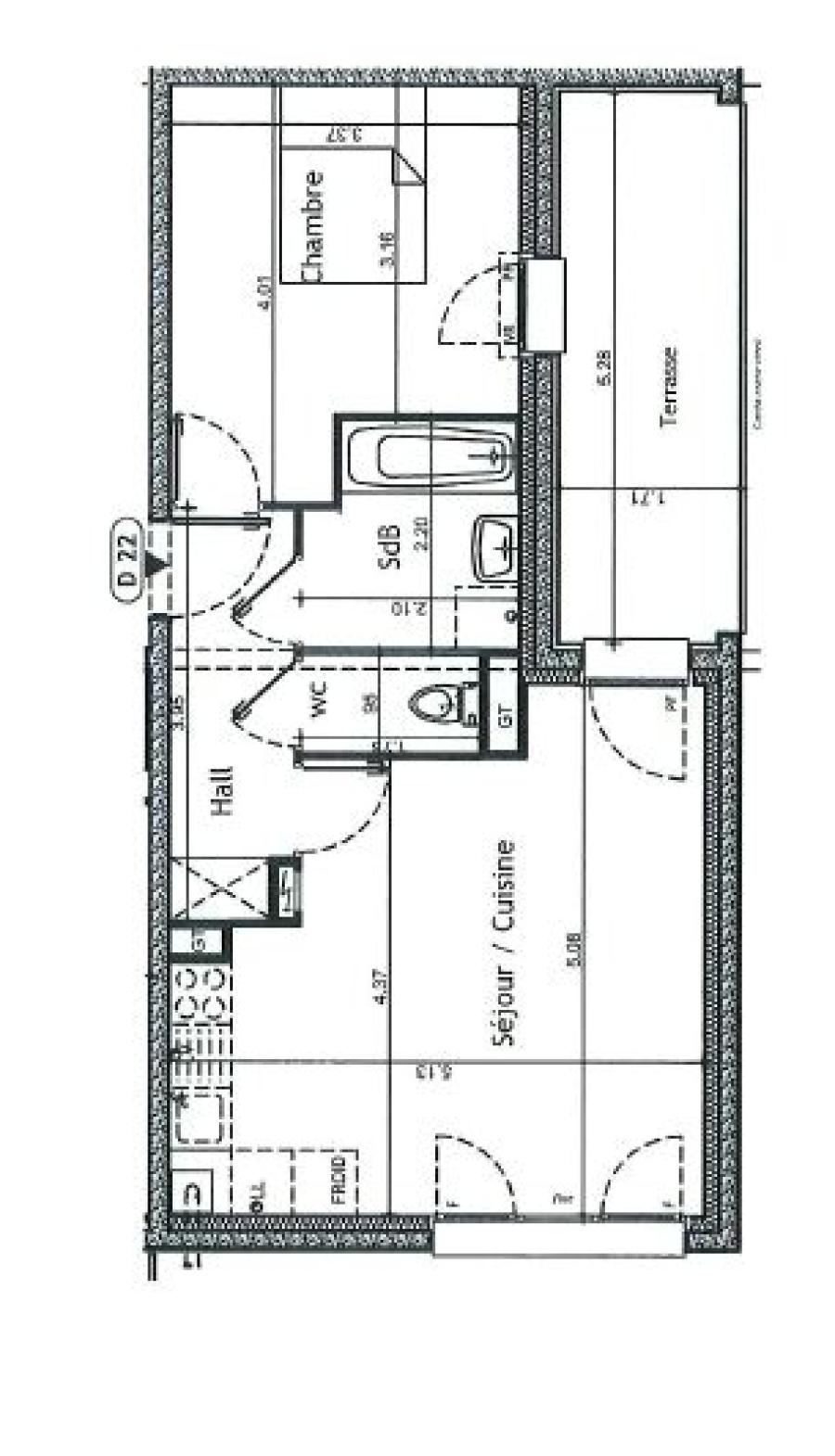 
																																							2 pièces - 
																																						2ème étage - 44m² - 650,57 € - Photo #1