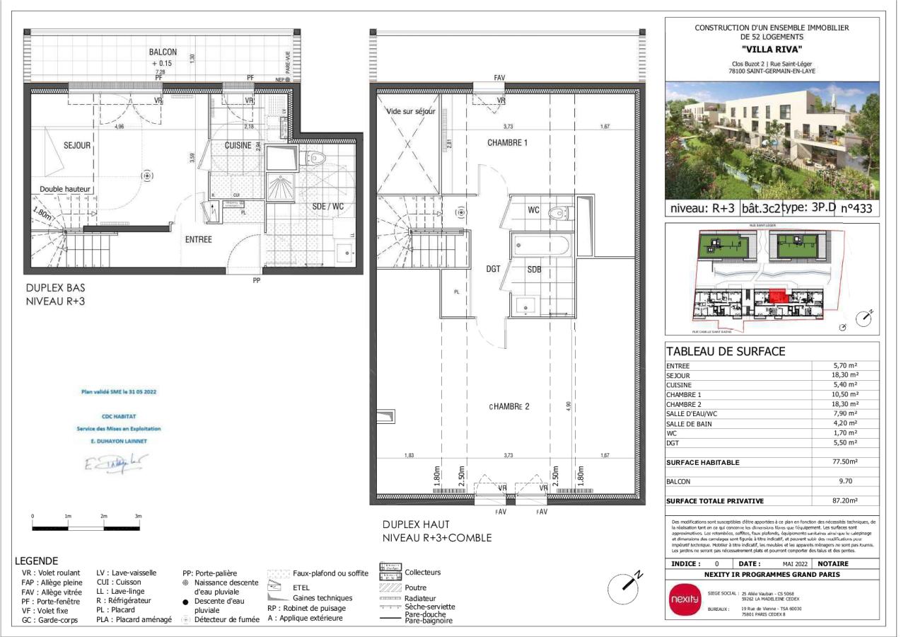 
																																							3 pièces - 
																																						3ème étage - 78m² - 1 618,40 € - Photo #2