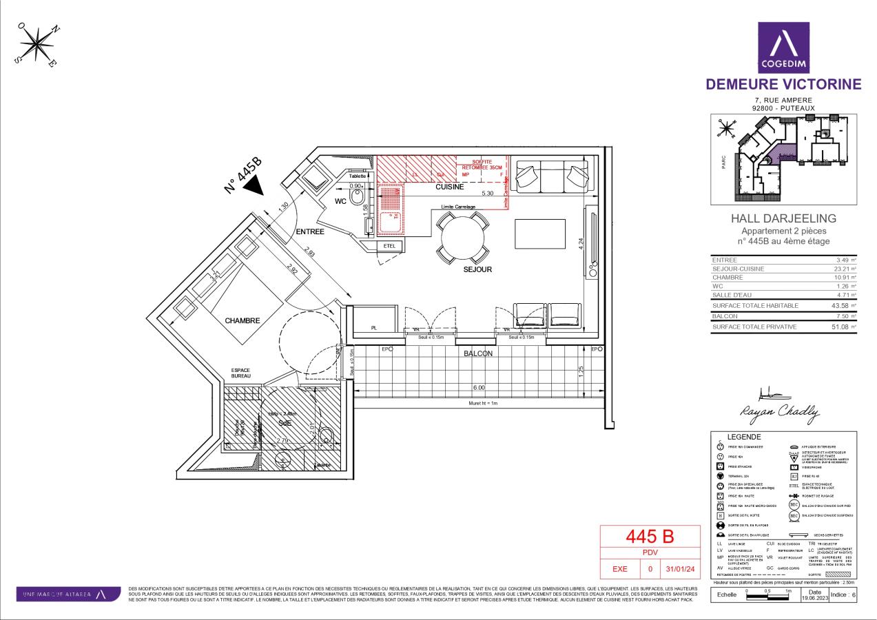 
																																							2 pièces - 
																																						4ème étage - 44m² - 1 296,01 € - Photo #3