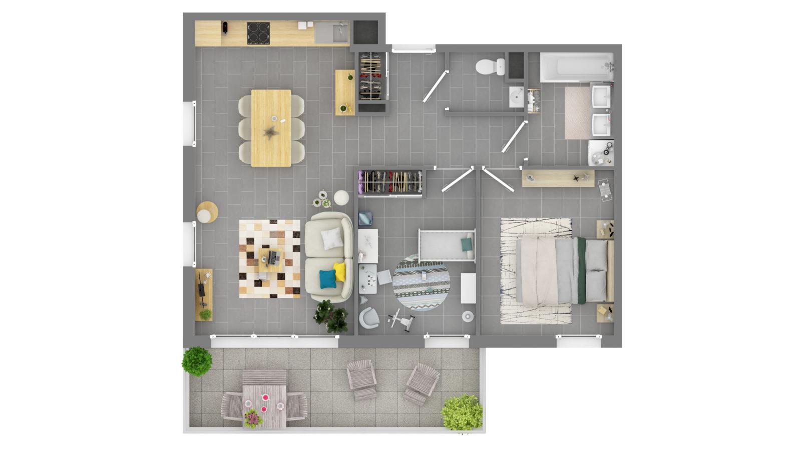 
																																							3 pièces - 
																																						2ème étage - 65m² - 821,38 € - Photo #1