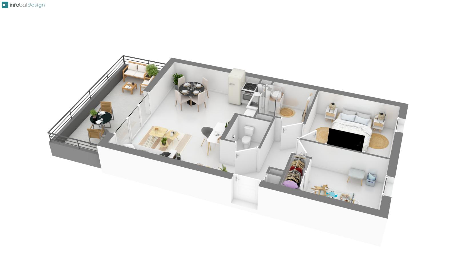 
																																							3 pièces - 
																																						2ème étage - 62m² - 880,54 € - Photo #1