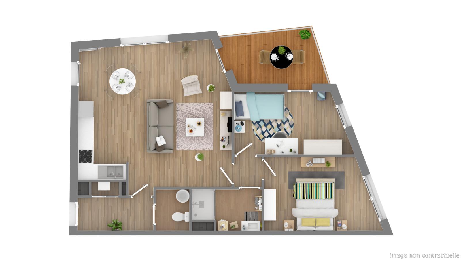 
																			3 pièces - 
																		1er étage - 65m² - 864,65 € - Photo #3