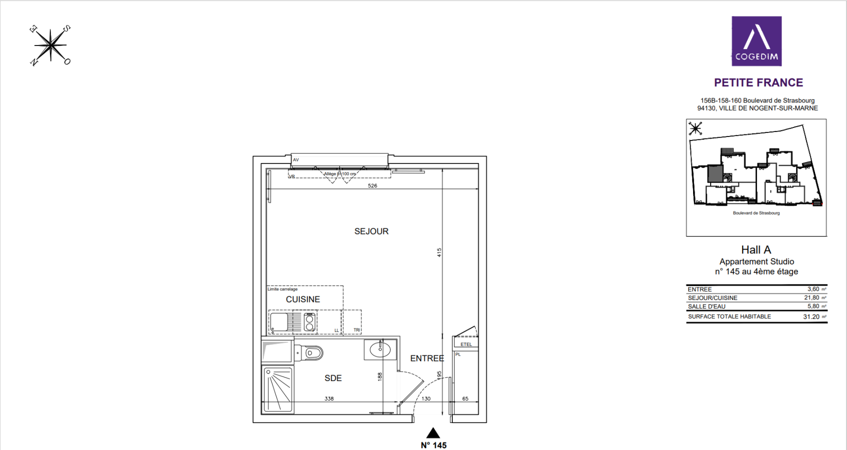 1 pièce - 5ème étage - 31m²