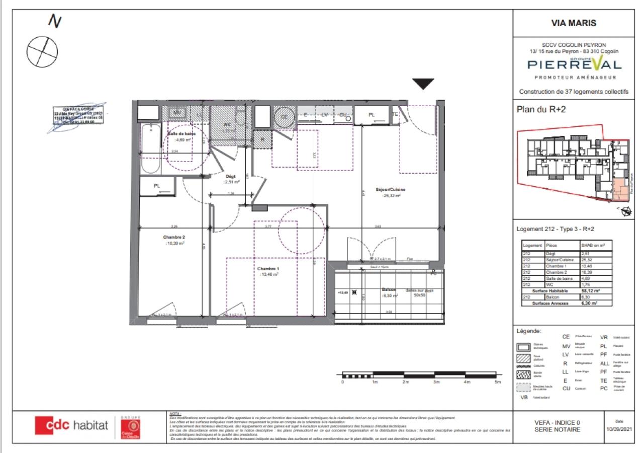 
																																							3 pièces - 
																																						1er étage - 58m² - 967,16 € - Photo #1