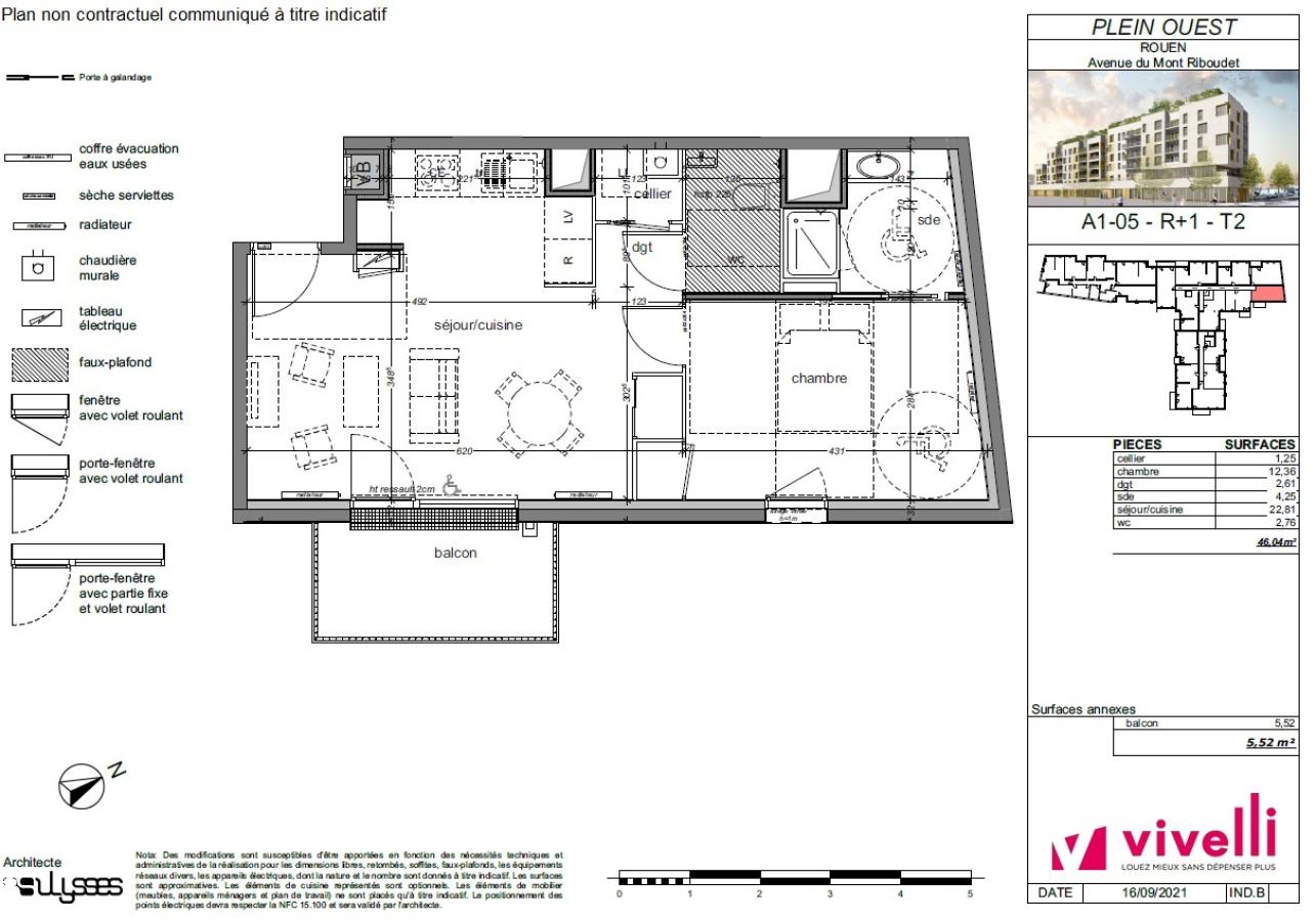 2 pièces - 1er étage - 46m² - 620,00 € - Photo #6
