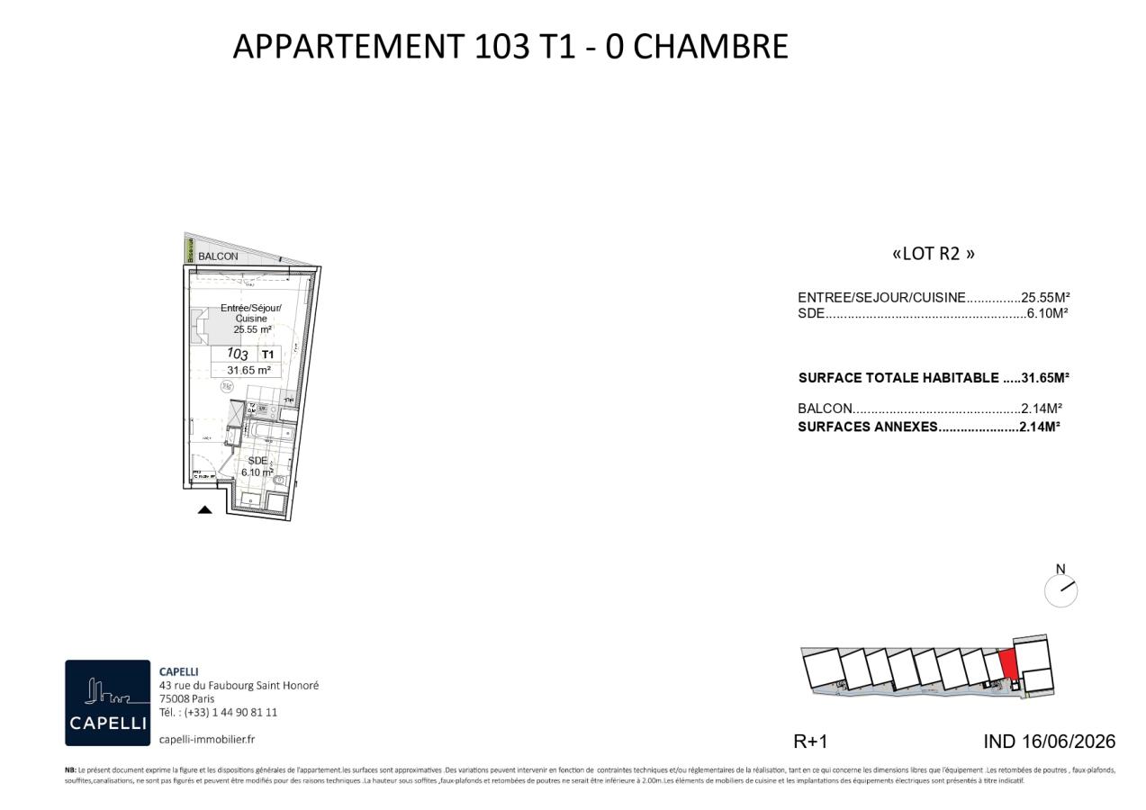 
																																							1 pièce - 
																																						1er étage - 32m² - 717,95 € - Photo #1
