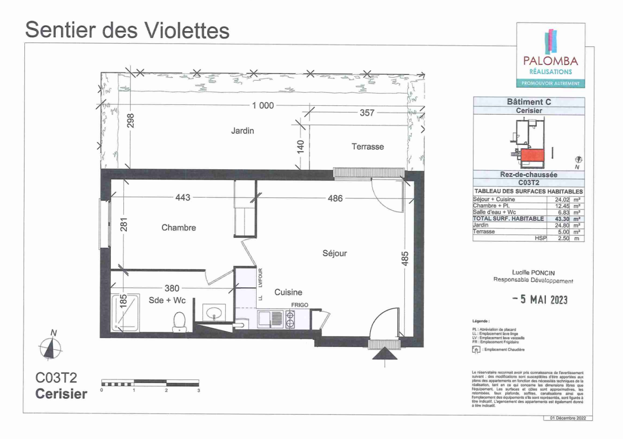 
																			2 pièces - 
																		RDC - 43m² - 581,22 € - Photo #0