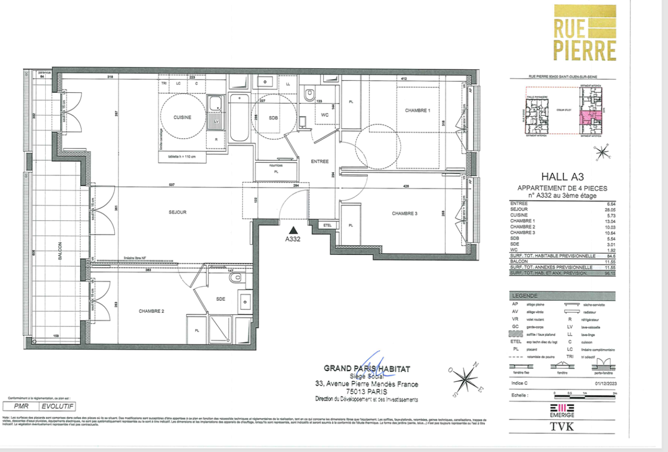 4 pièces - 3ème étage - 85m² - 1 649,50 € - Photo #0