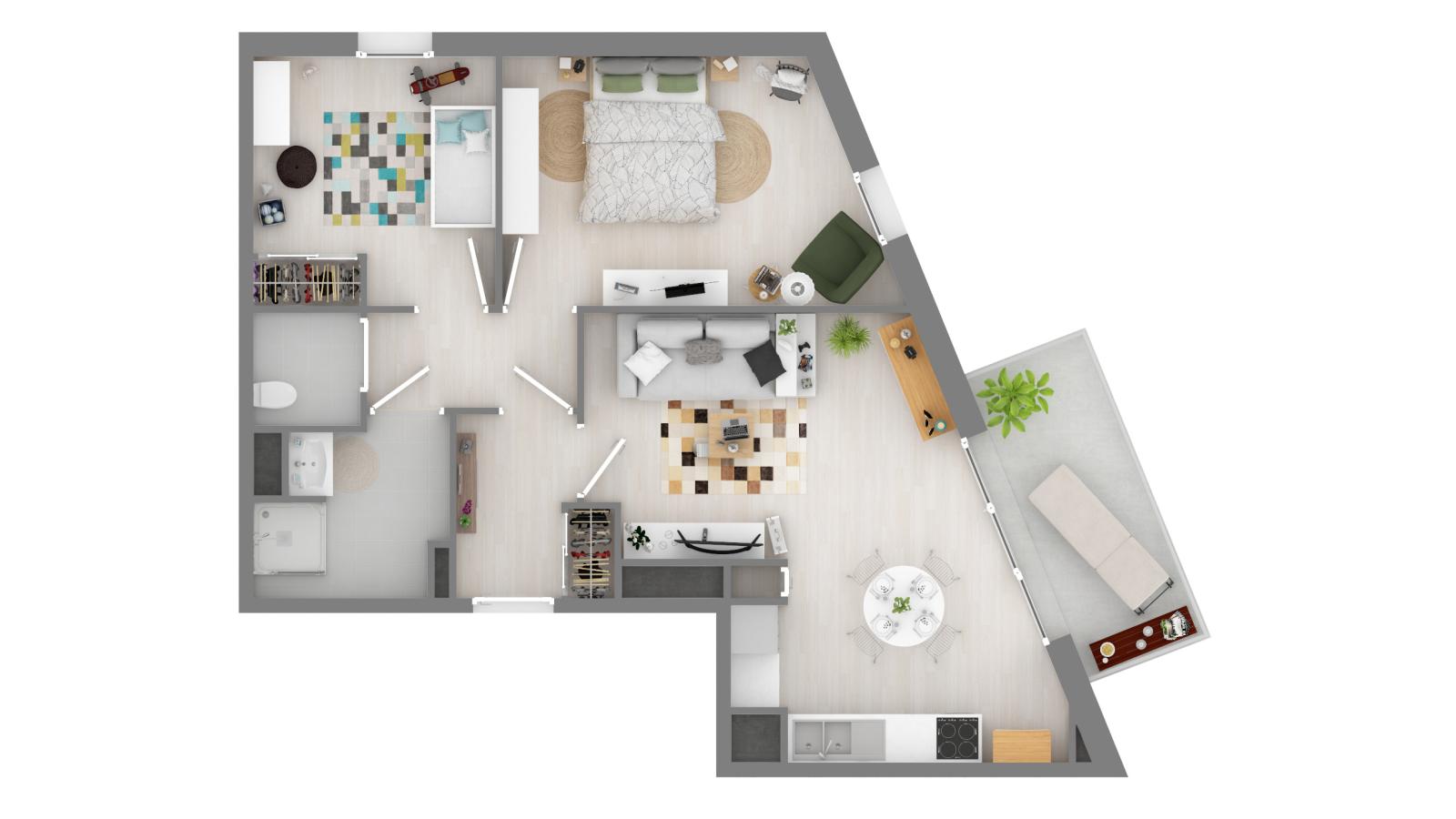3 pièces - 1er étage - 59m² - 651,76 € - Photo #7