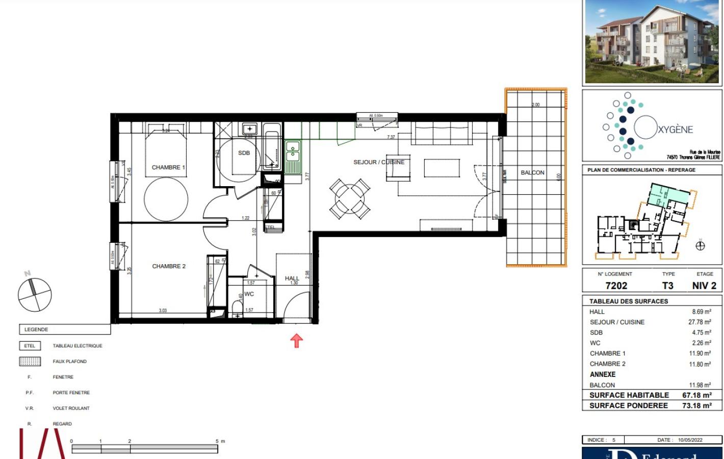 
																																							3 pièces - 
																																						2ème étage - 67m² - 992,32 € - Photo #5