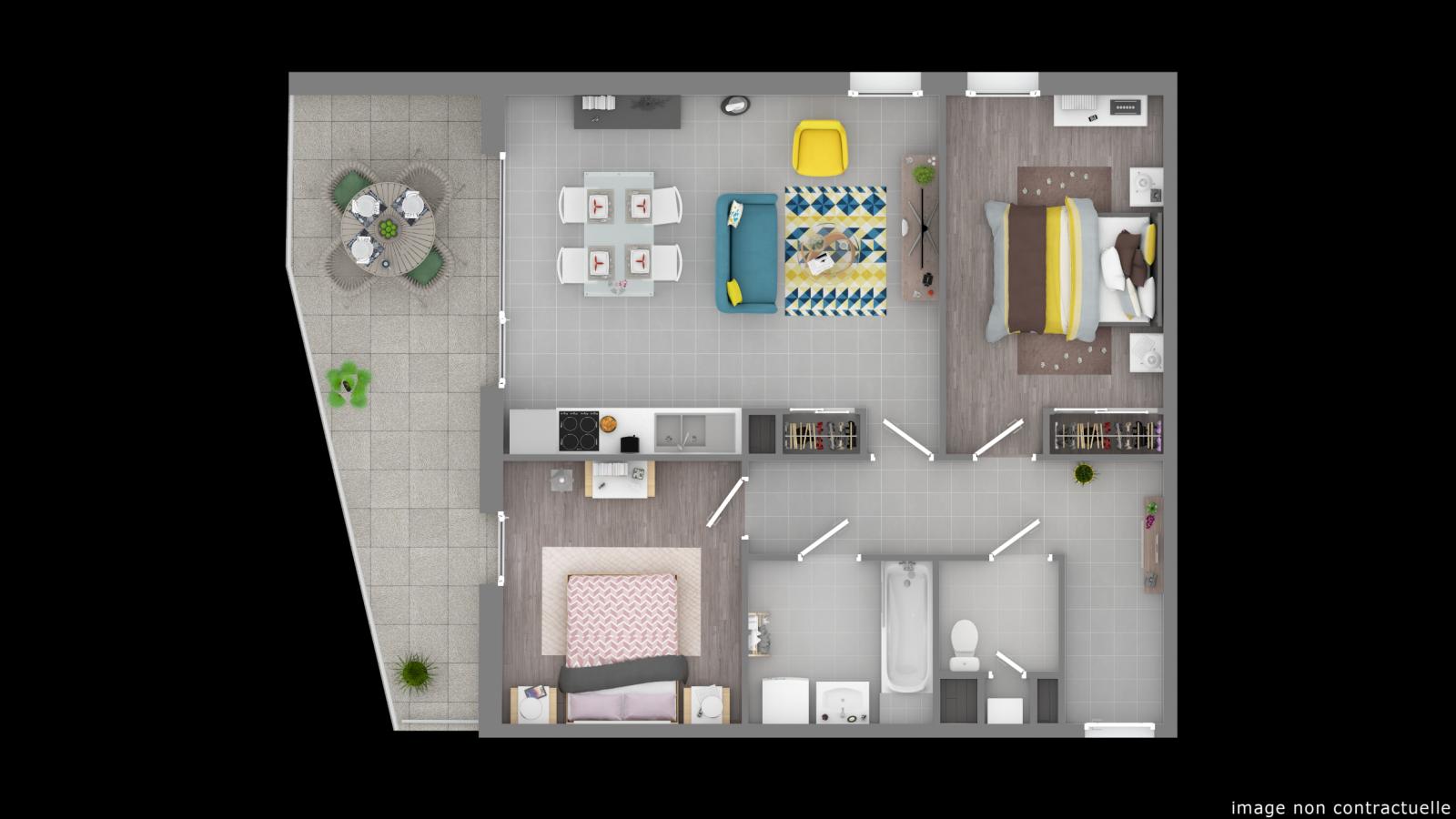 3 pièces - 3ème étage - 66m² - 931,47 € - Photo #0