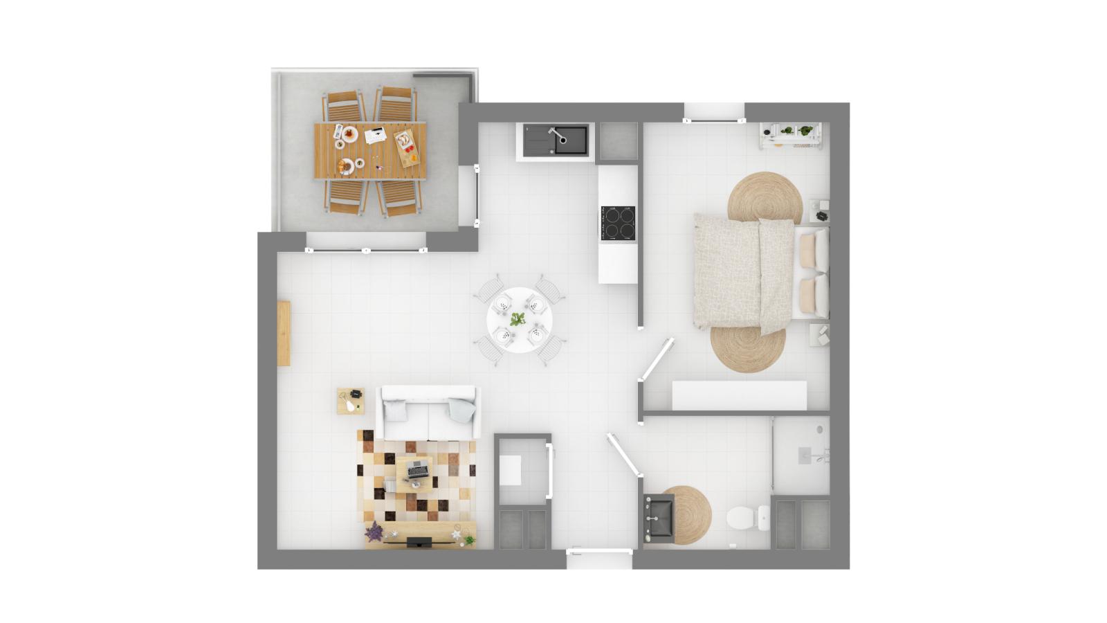 2 pièces - 1er étage - 42m² - 933,23 € - Photo #0