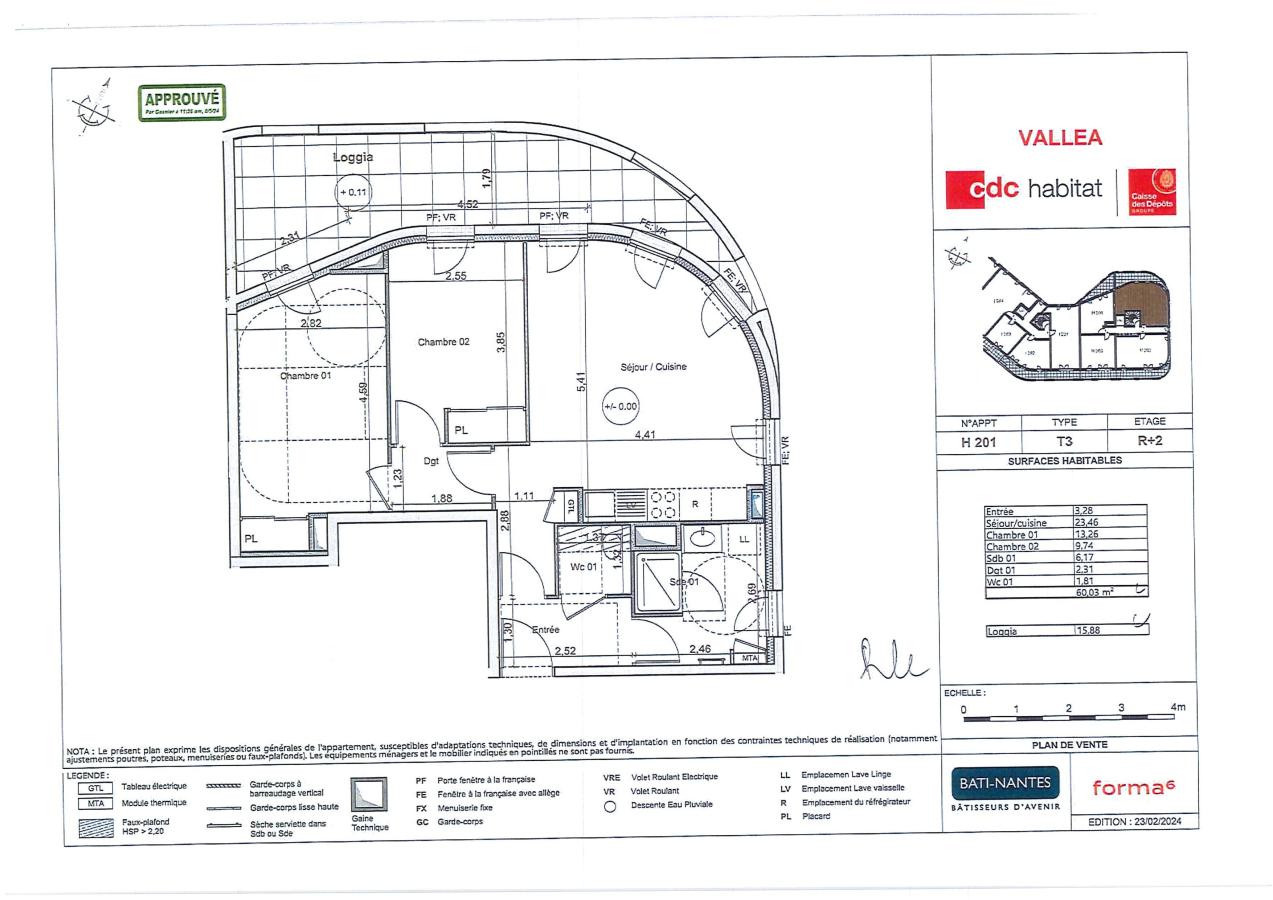 
																																							3 pièces - 
																																						2ème étage - 60m² - 871,71 € - Photo #1